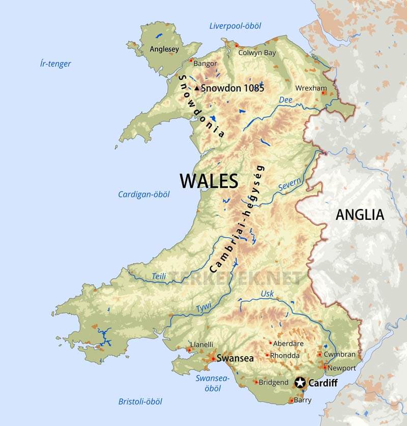 Wales térkép